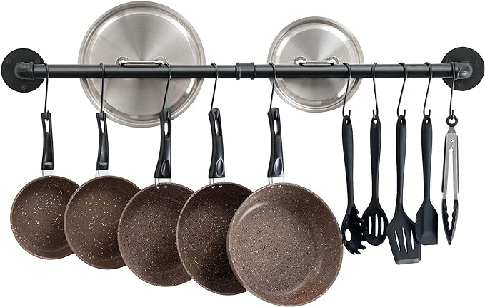 OROPY 38 inch Pot Bar Rack Wall Mounted Detachable Pans Hanging Rail Kitchen by OROPY