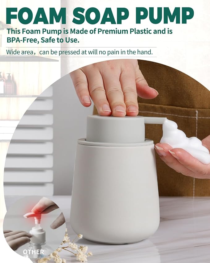 Bosilunlife Ceramic Foaming Soap Dispenser - 12Oz Bathroom Countertop Kitchen - Image 2