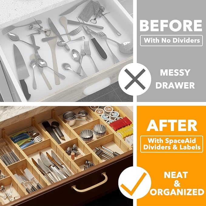 SpaceAid Bamboo Drawer Dividers - Image 2