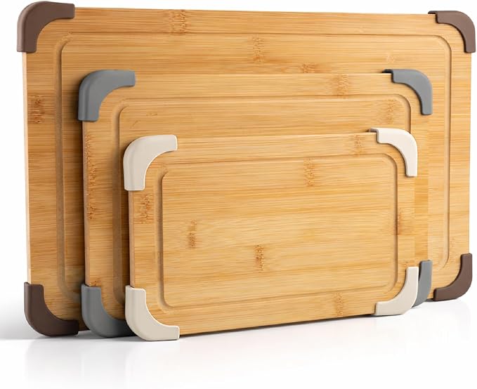 COOK WITH COLOR Non-Slip Cutting Board Set – Kitchen Essentials with Easy Grip by CookwithColor