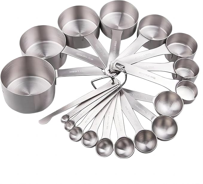 Measuring Cups and Spoons Set, 18/8 Stainless Steel Measuring Cups and Spoons by Smithcraft