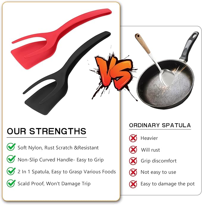 Egg Flipper Spatula Tongs 2 PCS Spatula - Image 2