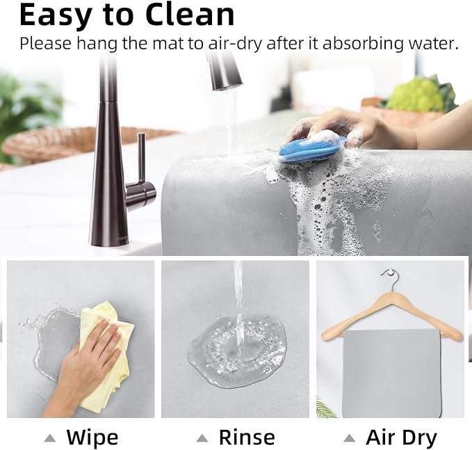 LOPNUR Kitchen Dish Drying Mat, Diatomite Coffee Mat, Super Absorbent Dish - Image 9