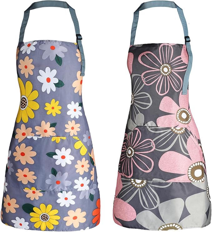 Apron for Women with Pockets, Adjustable Waterproof Floral Chef Aprons for by Unknown