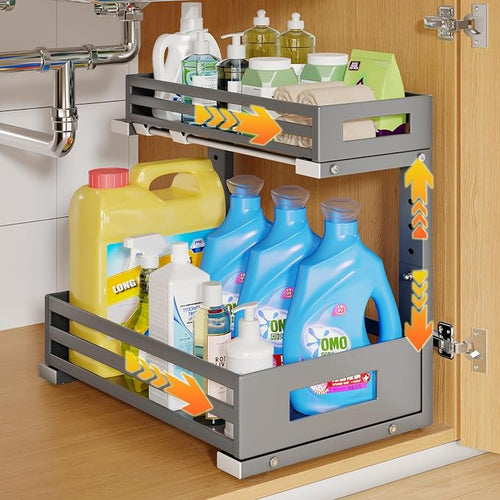 1-Pack Under Sink Organizers and Storage, 2-Tier L Shape Pull Out Cabinet by UnderSinkOrganizer