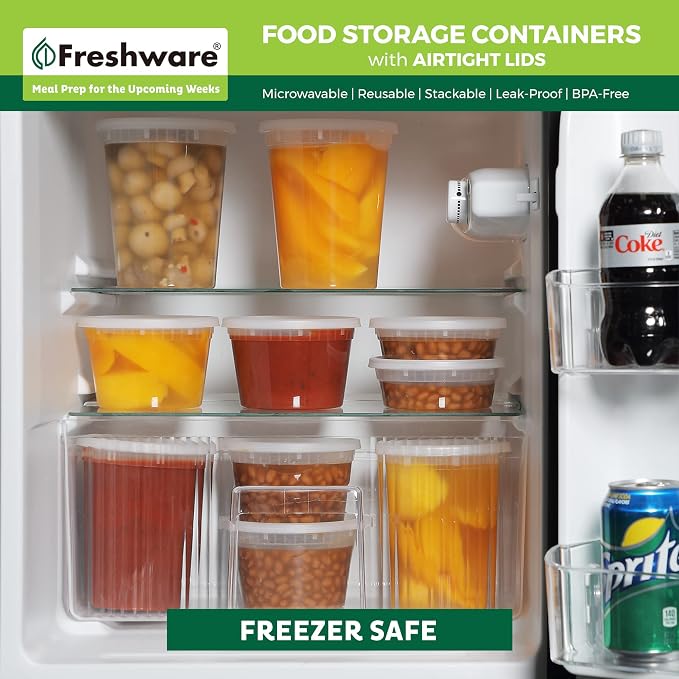 Freshware 48 Pack of 16 and 32 oz, 24 sets each size Food Storage Containers - Image 7