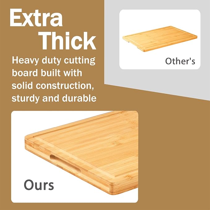 Allsum Large Bamboo Wood Cutting Boards - Image 2