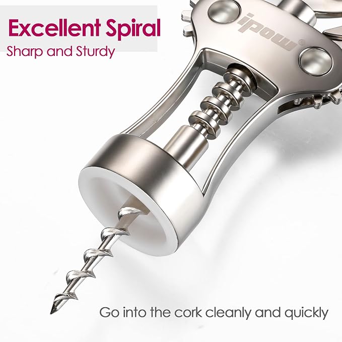 IPOW Wine Opener, Zinc Alloy Wine Bottle Opener, Wing Corkscrew Heavy Duty - Image 2