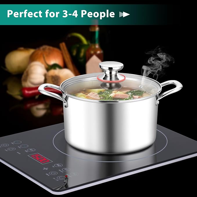 E-far 4 Quart Stock Pot, Tri-Ply Stainless Steel Cooking Pot - Image 6