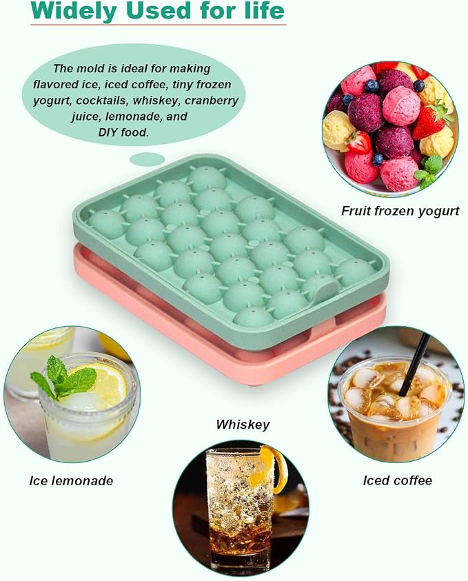 Silicone Ice Cube Molds 2 Pack, Round Ice Cube Tray Silicone - Image 6