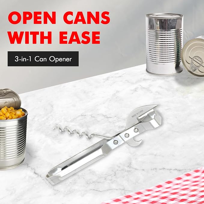 Chef Craft Select 3-in-1 Can Opener, 6 inches in length, Stainless Steel - Image 2
