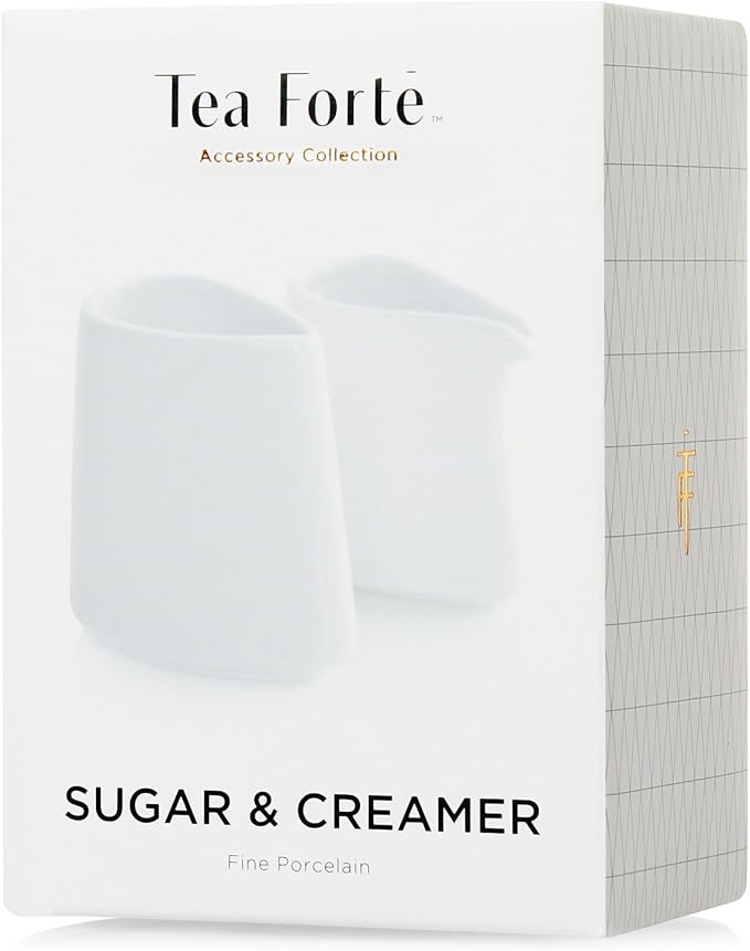 Tea Forte 2 Piece Mini Fine Porcelain White Sugar Dispenser - Image 2