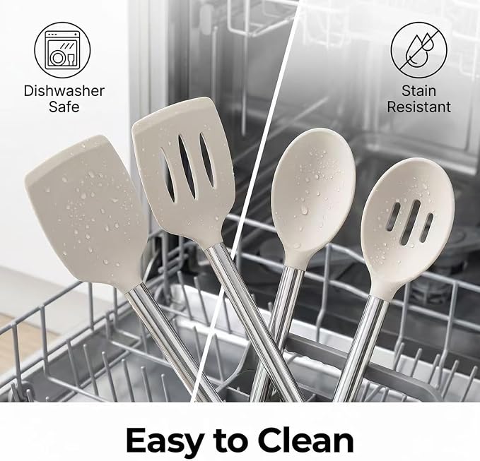 Vayvnt 4 Pieces Silicone Kitchen Spatula Utensils Set, Silicone Cooking Utensils - Image 7