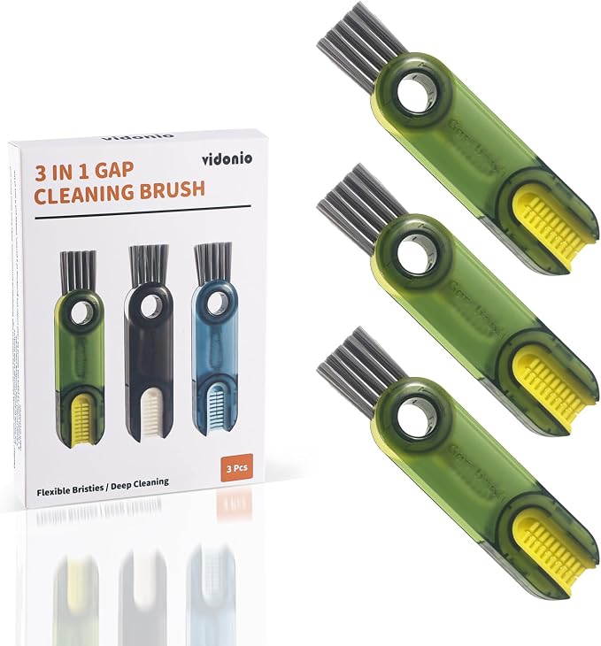 3 in 1 Cup Lid Gap Cleaning Brush Set, Mutipurpose Tiny Silicone Cup Holder by VIDONIO