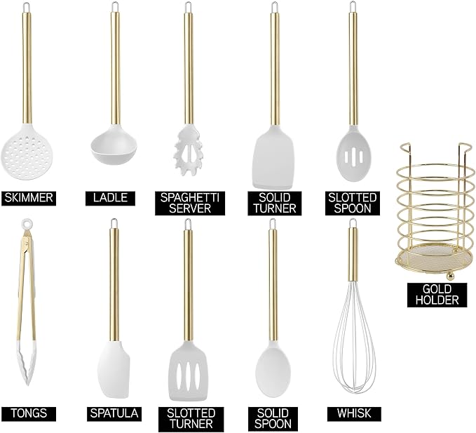 COOK WITH COLOR Silicone Cooking Utensils, Kitchen Utensil Set, Cooking Utensils - Image 2