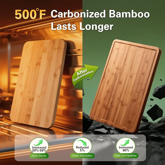 Zarler Bamboo Cutting Boards for Kitchen, 15.5x10.5 Durable Wood Cutting Board - Image 2