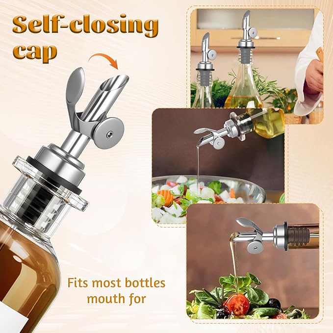 2 PCS Oil Spout, Olive Oil Dispenser Spout, Liquor Pour Spouts Self Closing - Image 4