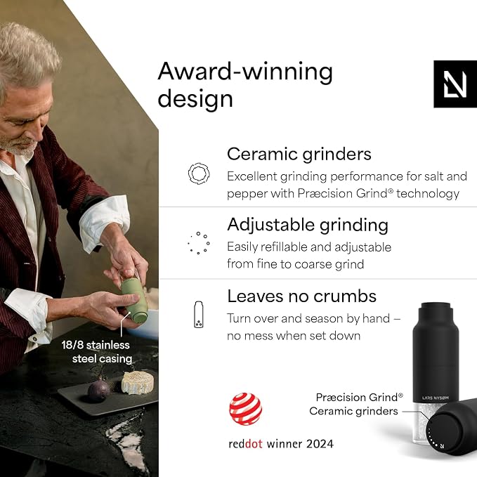 LARS NYSØM Salt and Pepper Grinder Set, Stainless Steel Manual Salt and Pepper - Image 2