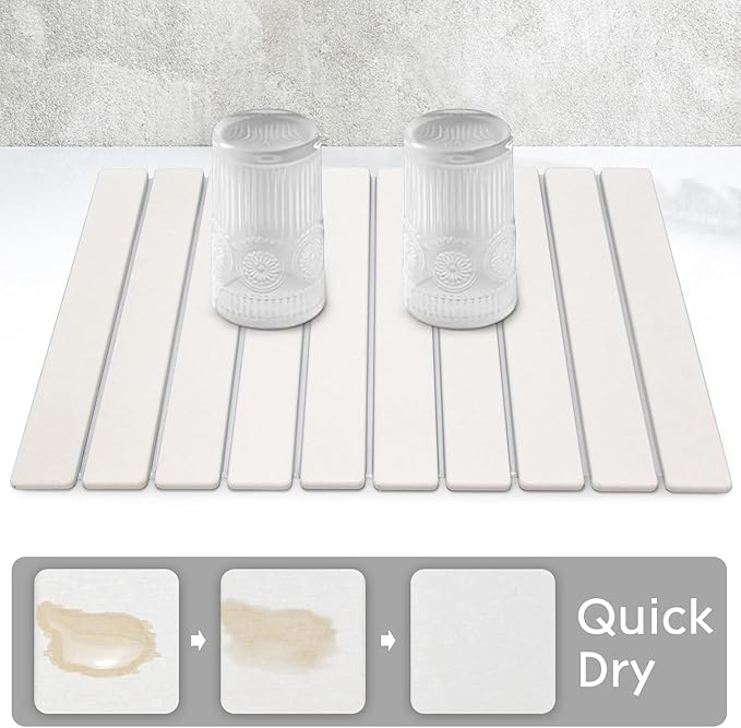 Large Stone Dish Drying Mat for Kitchen Counter, Collapsible Quick Drying Dish - Image 2