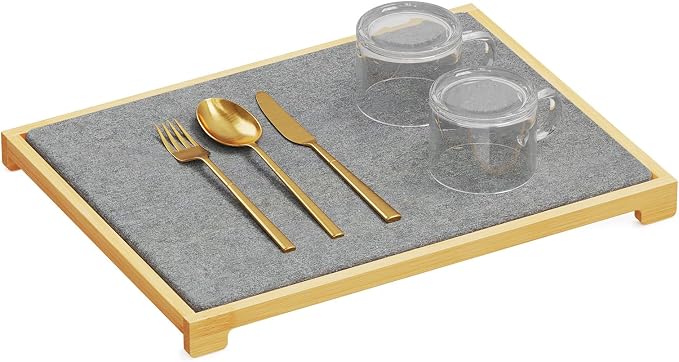 SpaceAid Stone Drying Mat for Kitchen Counter, Bamboo Rack Dish Pad, Instant by SpaceAid