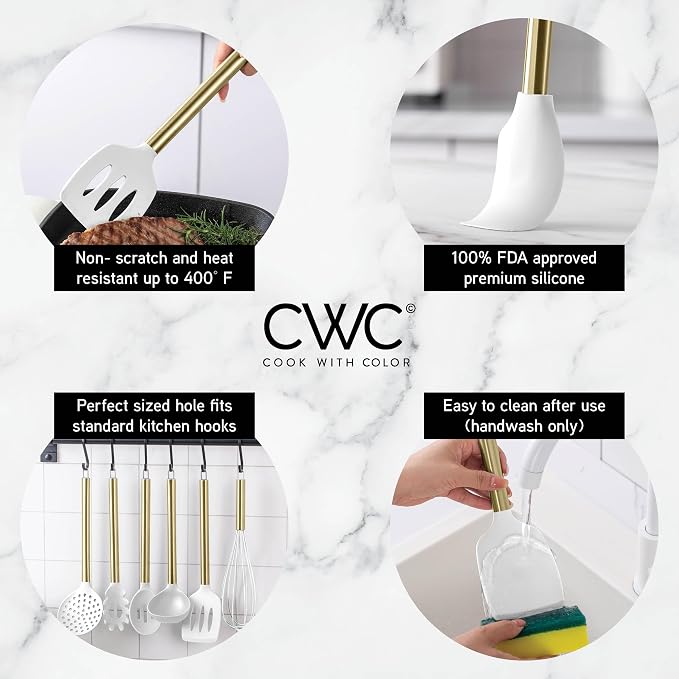 COOK WITH COLOR Silicone Cooking Utensils, Kitchen Utensil Set, Cooking Utensils - Image 7