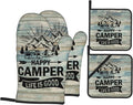 Happy Camper Oven Mitts and Pot Holders Sets of 4, Resistant Hot Pads by Nelife