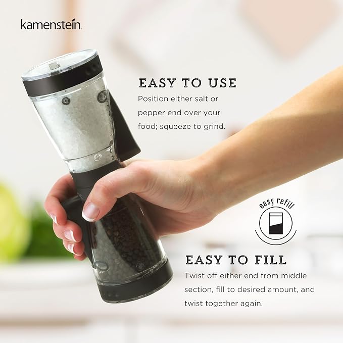Kamenstein 5117018 One-Handed 2-in-a-1 Dual Salt and Pepper Grinder - Image 5