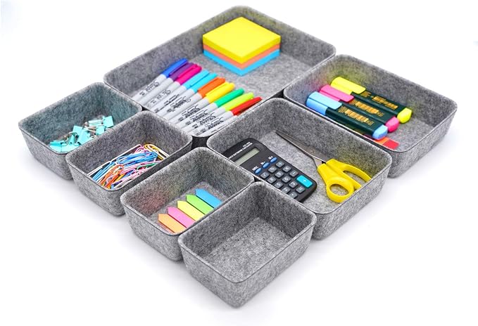 Welaxy Office drawer organizers trays felt storage bin organize dividers Box - Image 8