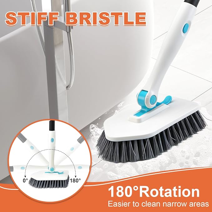 Long Handled Scrub Brush for Shower, 3-in-1 Cleaning Brushes - Image 2