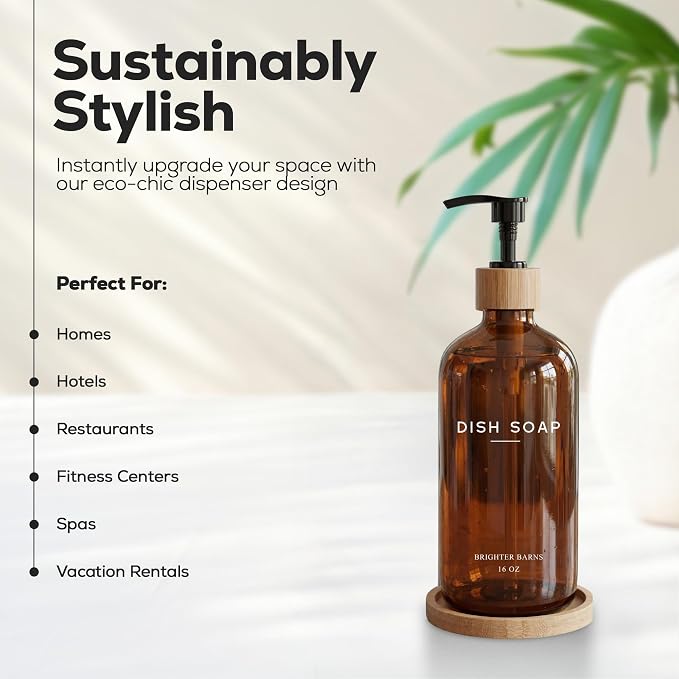 Amber Glass Dish Soap Dispenser - Image 2