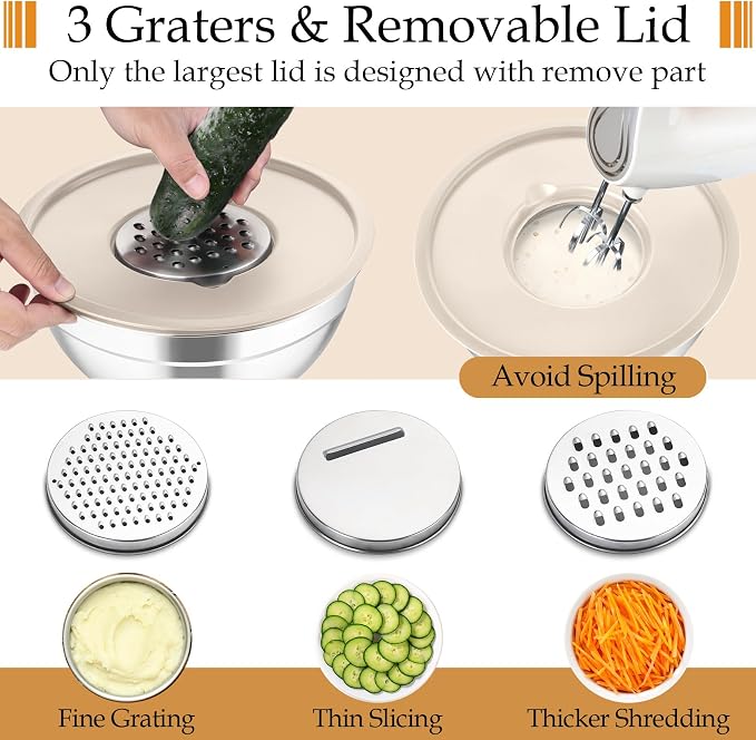TeamFar Mixing Bowls, Stainless Steel Nesting Salad Bowls - Image 3