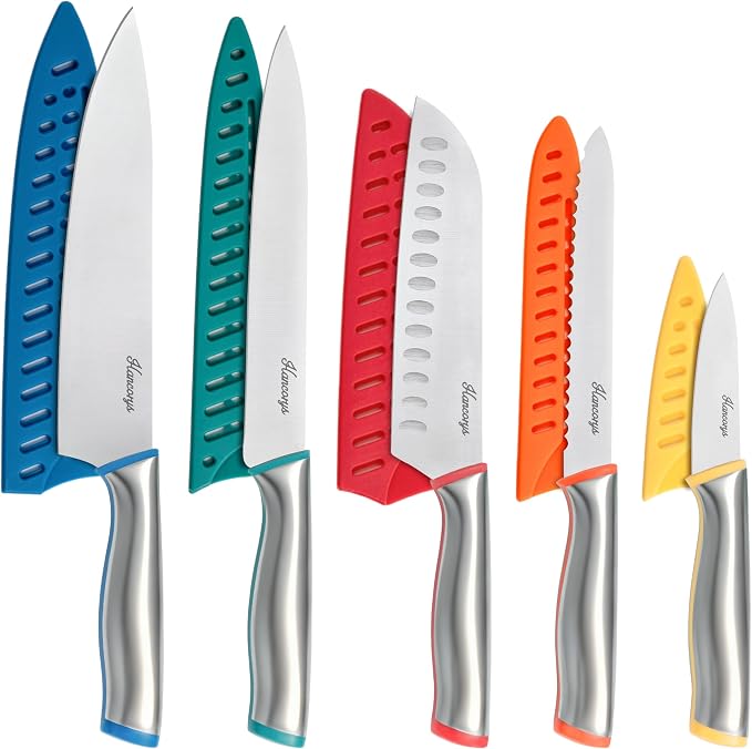 Knife Set, Enduring Razor-Sharp German High Carbon Stainless Steel Chef Knife by EnergizeYourCooking