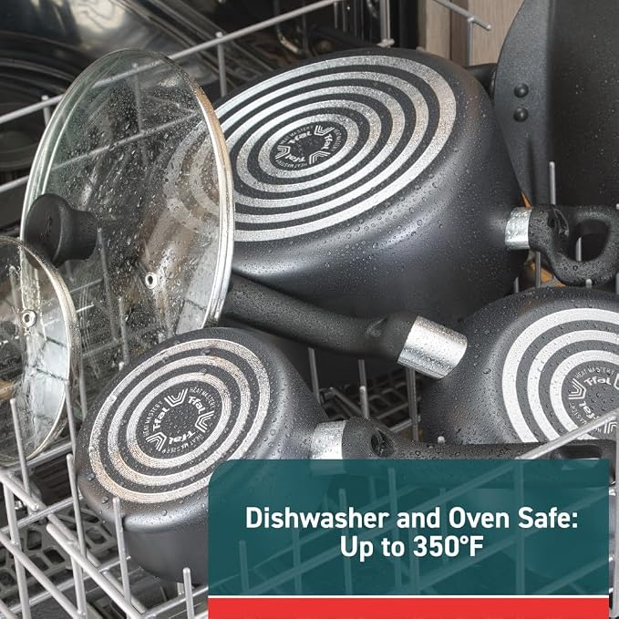 T-fal Initiatives Nonstick Cookware Set 6 Piece Oven Safe 350F Cookware - Image 7