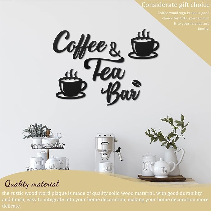 Queekay 7 Pieces Coffee Bar Sign Rustic Wall Decor Art Wooden Sign - Image 6