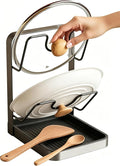 Pot Lid Holder Organizer, Carbon Steel Kitchen Pot Lid Rack by amader