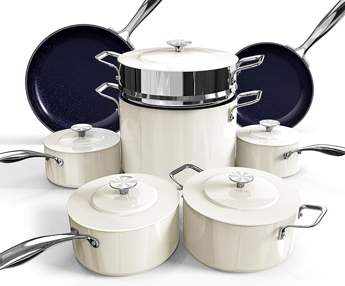 Nuwave Lux 13pc Forged Lightweight Cookware Set PFAS Free, Healthy G10 Duralon by NuWave