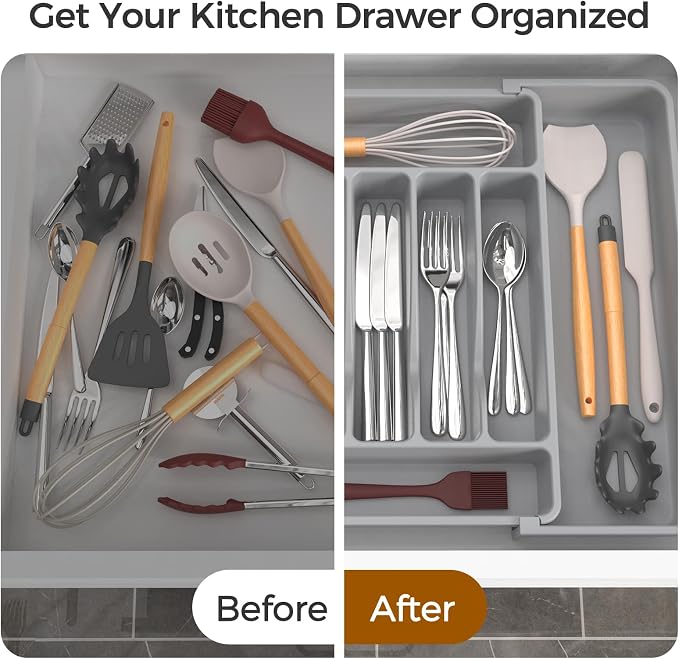 ukeetap Extra Large Expandable Silverware Organizer, BPA-Free Food-Safe Cutlery - Image 6