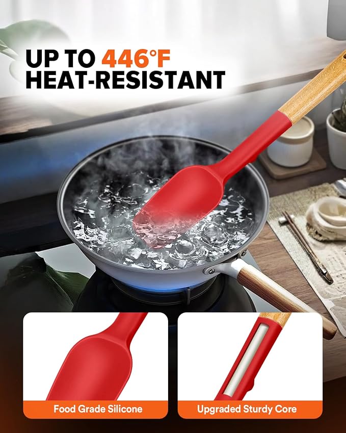 Silicone Spatula Spoon Set, and Spreading, Sturdy BPA-Free Matte Silicone - Image 5