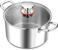 E-far 5 Quart Stock Pot with Lid, 18/10 Tri-ply Stainless Steel Stockpot by E-far