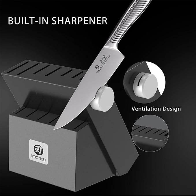 imarku Knife Block Set, Kitchen Knife Set Black, Dishwasher Safe, Build-in - Image 3