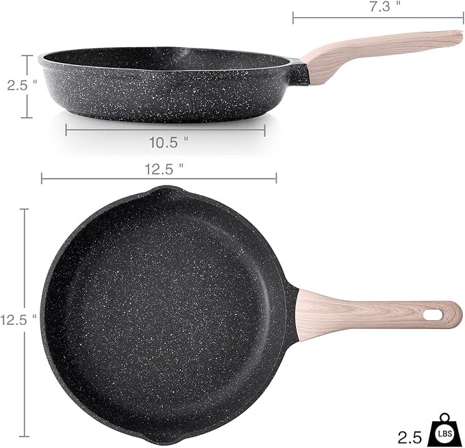 Kordisen Nonstick Frying Pan, 12.5 Inch Large Skillet, Granite Cooking Pan - Image 6