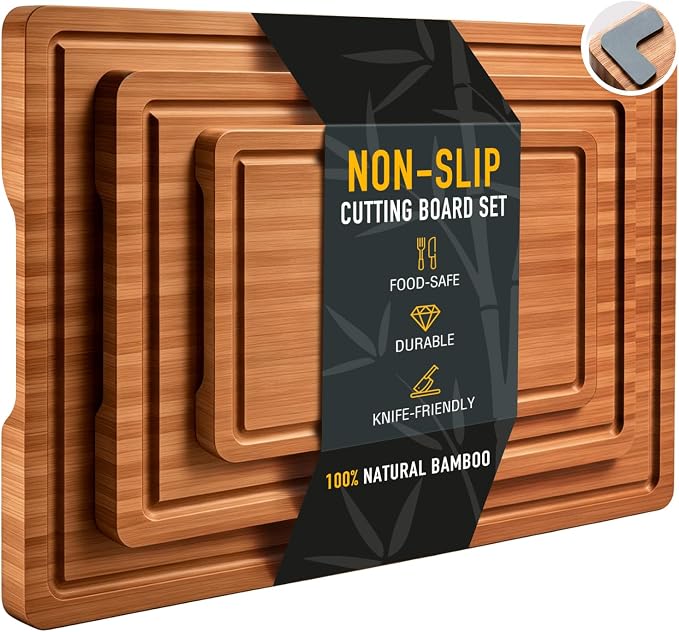 3 Pack Bamboo Cutting Board Set by Ayiaren