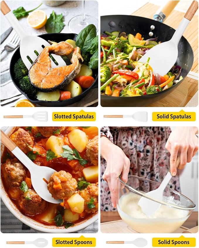 Pack of 4 Silicone Cooking Utensils Set, Non Stick Solid Spatulas and Heat - Image 5