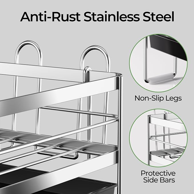Large Dish Drying Rack, Expandable Dish Rack, Stainless Steel Anti-Rust Dish - Image 4