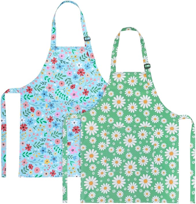 2 Pack Kids Apron, Cute Cooking Aprons, Waterproof Art Apron by XLSXEXCL