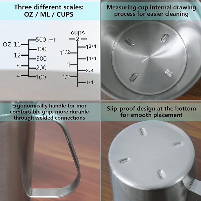 Newness Stainless Steel Measuring Cup, Metal Measuring Cup - Image 4