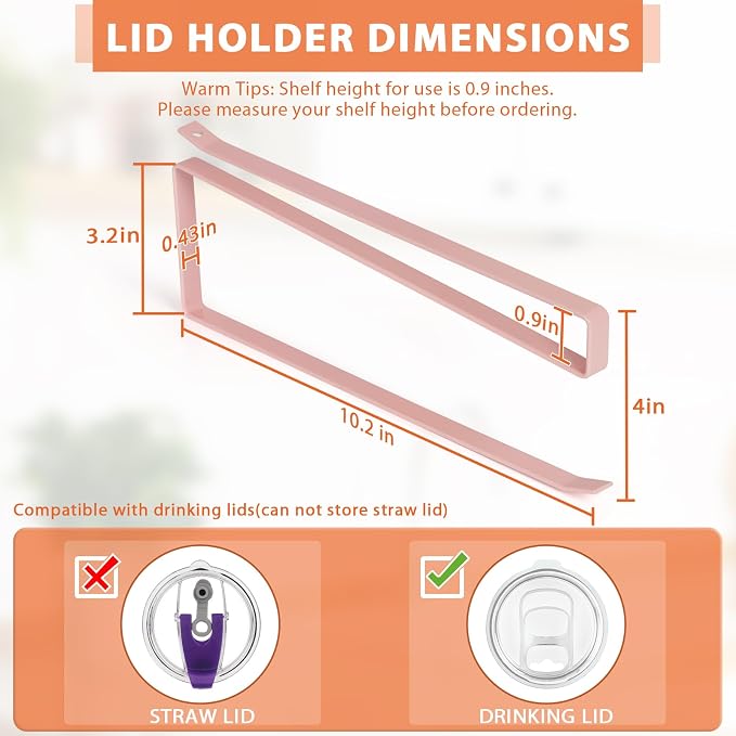 Tumbler Lid Organizer, Horizontal Tumbler Lid Storage Hook Up to 10 Lids - Image 3