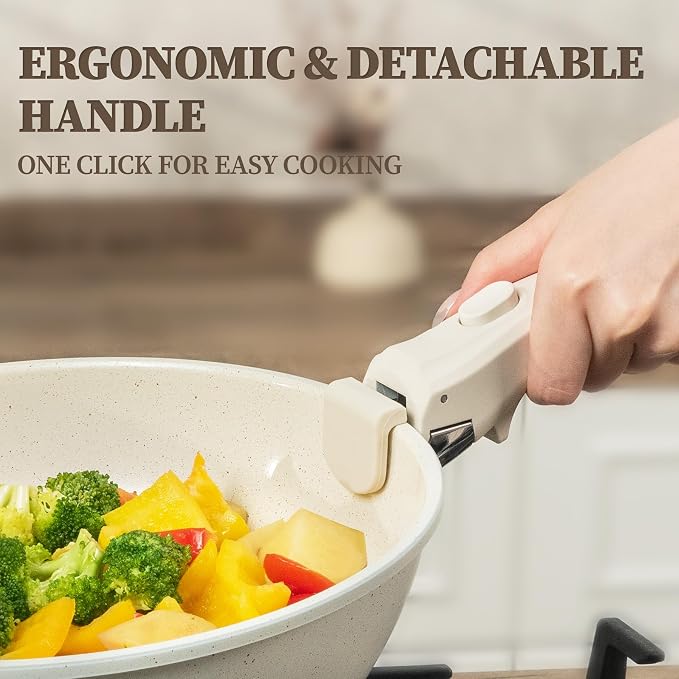 23Pcs Ceramic Cookware Set Non Stick Pots and Pans Set Non Toxic - Image 4