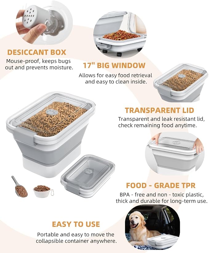 10-13 Lbs Dog Food Storage Container, Collapsible Dog Food Container - Image 7