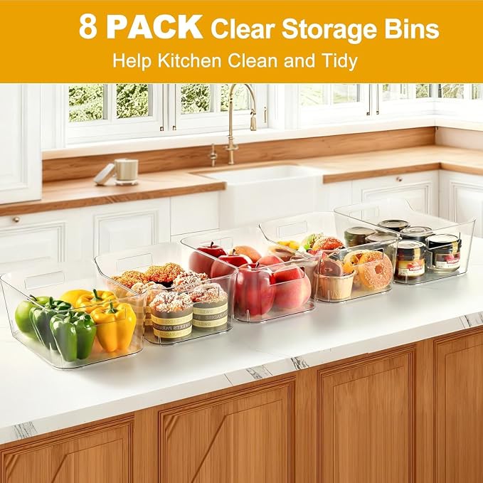 Hudgan 8 Pack Clear Pantry Organizer Bins - Image 3